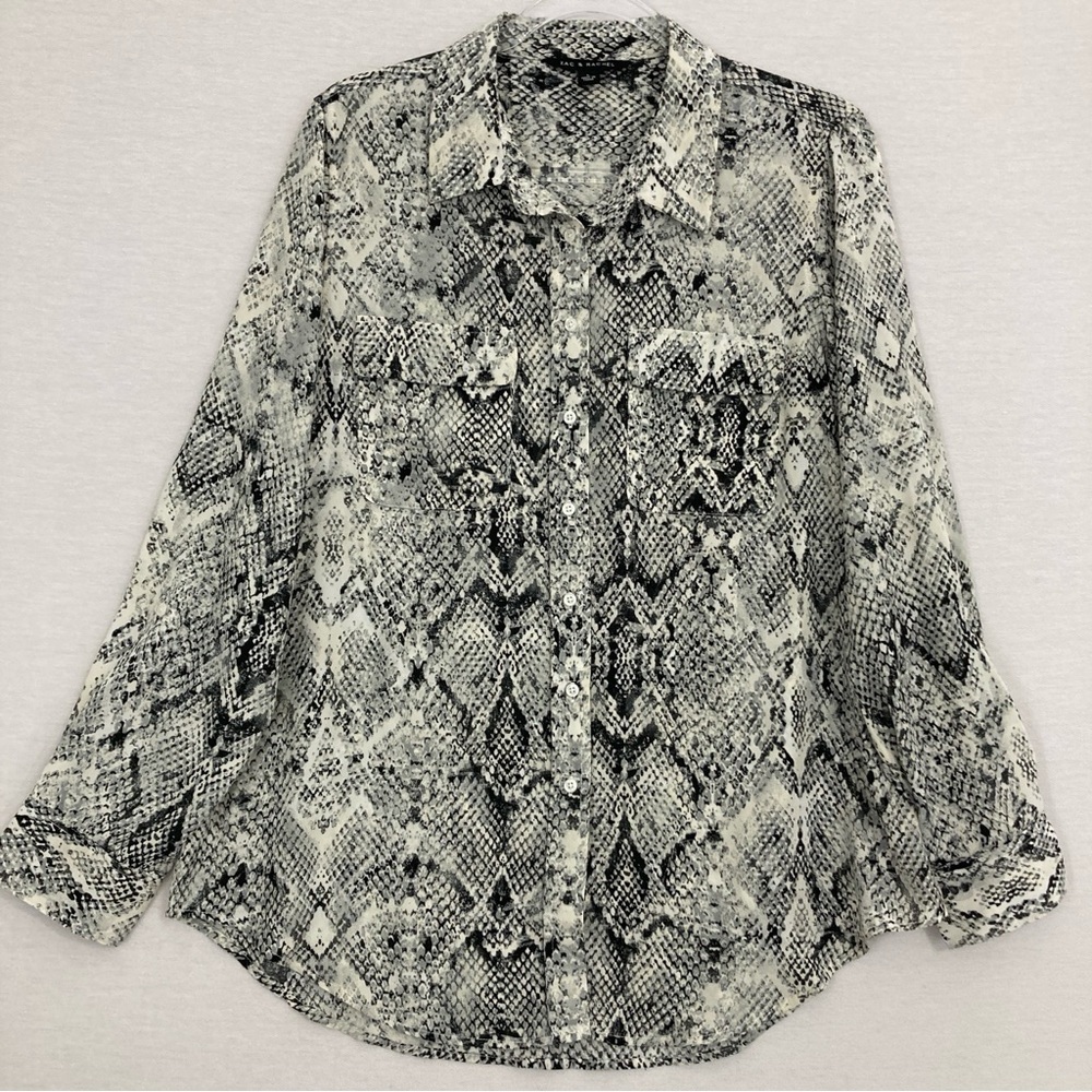 Zac & Rachel Gray‎ Snake Animal Print Long Sleeve Button Down Large Office